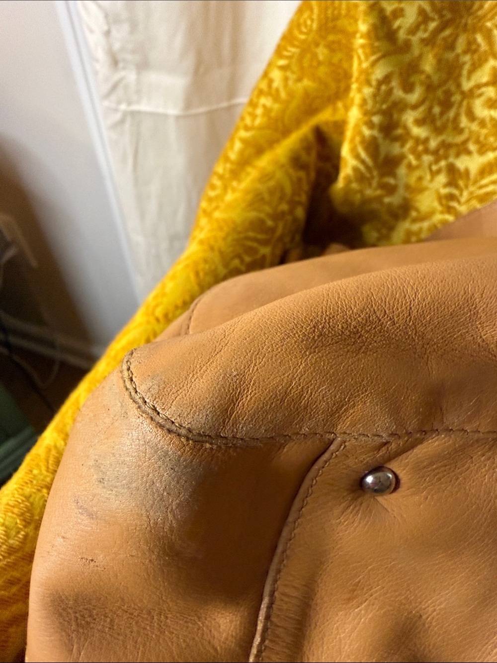 Brown Leather Shoulder Bag with Center Knot Accent - Picture 6 of 10